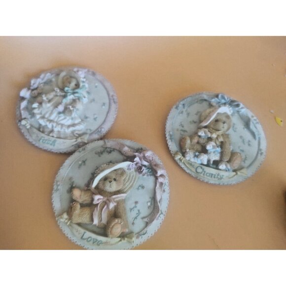 Cherished Teddies Figurines Wall Plaques by Priscilla Hillman Set of 3 1994 - Picture 8 of 16